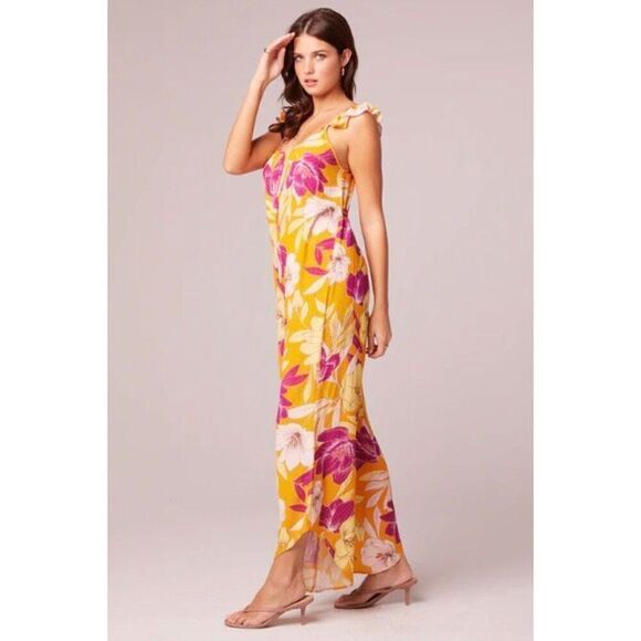 BAND OF GYPSIES COLLECTIVE - NWT  “Euphoria” Gold Floral Wide-Leg Jumpsuit. Sz M - Picture 11 of 16